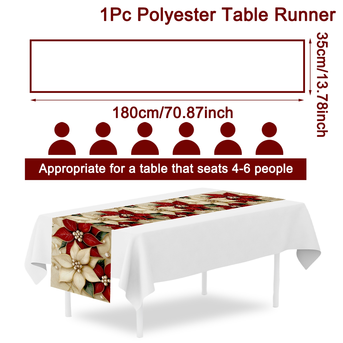 180*35cm Floral Christmas Tabl - огляд і ціна Christmas Table Runner