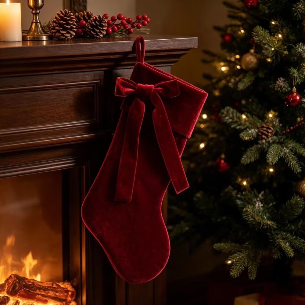 Solid Color Velvet Christmas S - огляд і ціна Christmas Stocking Hanging